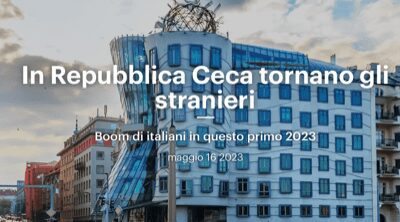 I turisti italiani in Repubblica Ceca sono cresciuti del 167% in un anno
