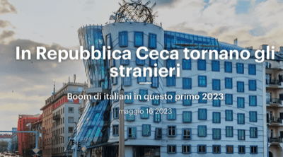 I turisti italiani in Repubblica Ceca sono cresciuti del 167% in un anno