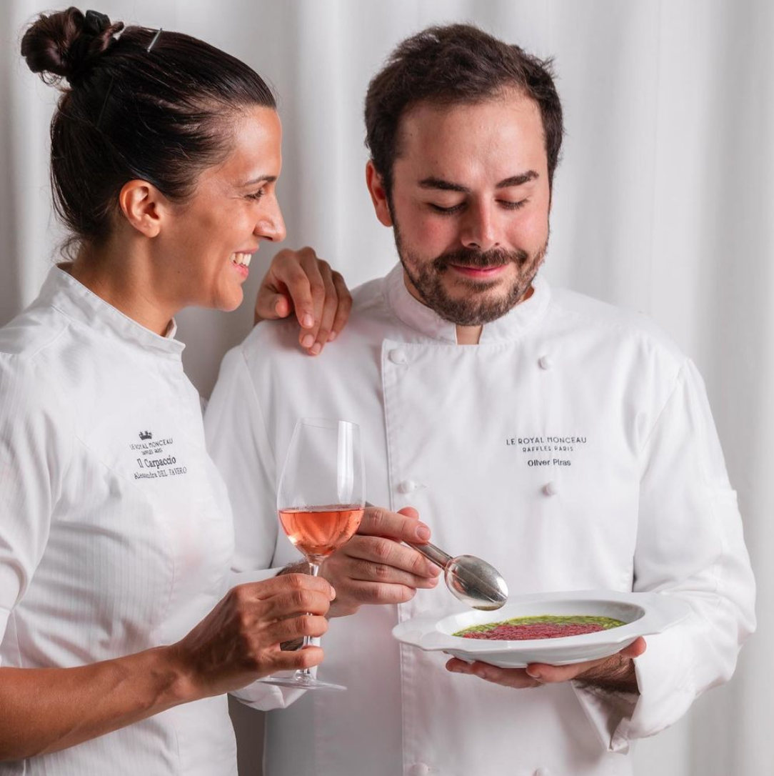 Oliver Piras e Alessandra Del Favero – ph. dalla pagina Instagram ilcarpaccioparis Oliver Piras e Alessandra Del Favero - ph. dalla pagina Instagram ilcarpaccioparis